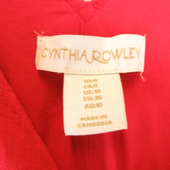Cynthia Rowley Red Linen Midi Dress Size 6 - Picture 4 of 13